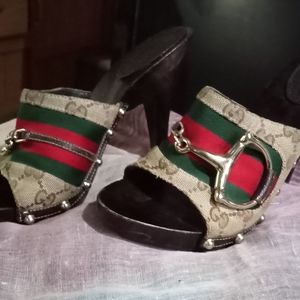 Gucci, 7 1/2, red green and tan